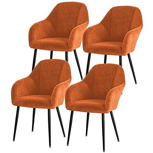 LSRRYD Set Of 4 Modern Dining Chairs Kitchen Counter Chairs Lounge Leisure Living Room Corner Chairs Dark Pink Velvet Reception Chairs With Backrest And Padded Seat (Color : Orange)