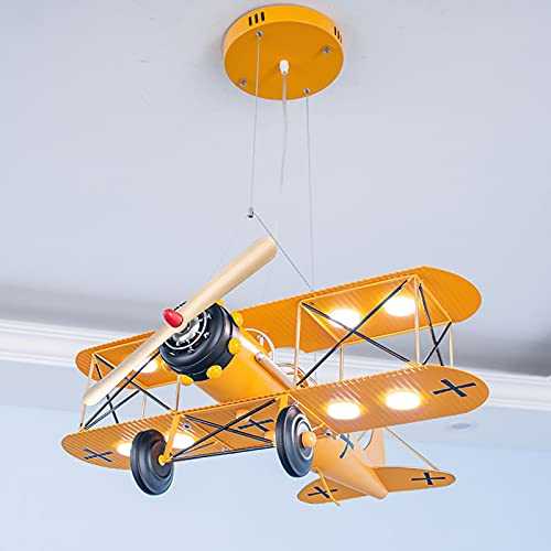 HPDOM Cartoon Airplane LED Flush Mount Ceiling Light Fixture Metal Airplane Kids Room Bedroom Modern Acrylic LED Ceiling Lamp Close to Ceiling Lighting for Living Room Children’s Room,Yellow