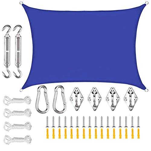 Atack-B Sun Shade Sail Rectangle Canopy Oxford Cloth 95% UV Block Breathable Waterproof Awning with Mounting Accessories, for Outdoor Patio Garden Lawn (4x8m(13x26ft),Royal blue)