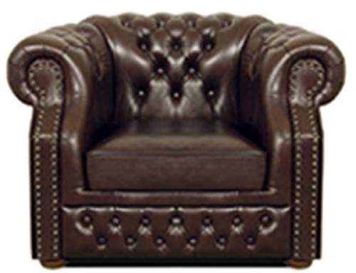 Casa Padrino Genuine Leather Armchair Dark Brown 120 x 90 x H. 80 cm - Chesterfield Armchair
