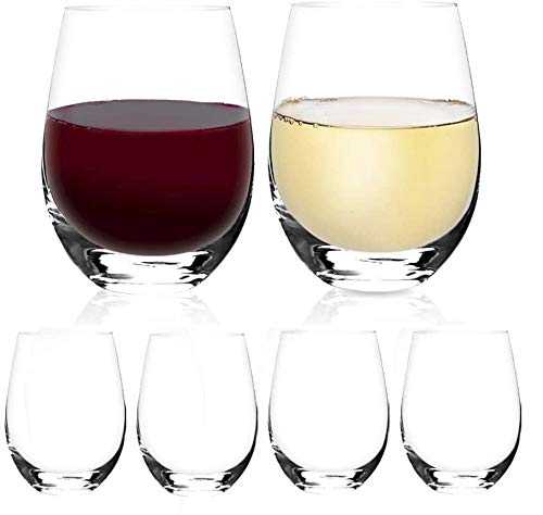 [6-Pack, 535ml/18oz ]Design·Master- Classic Stemless Wine Glasses, Lead-Free Drinking Glasses, Ideal for Red and White Wine, Cocktail, Juice, Water, Kitchen Glassware, Wedding and Party Gifts.
