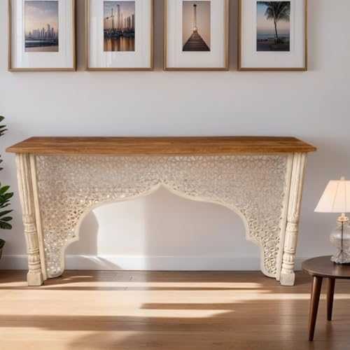 Oriental Console Sideboard Narrow Antique Zhora Large 180 cm Orient Vintage Console Table Oriental Hand Carved Country House Sideboard Solid Wood Asian Decorative Furniture from India
