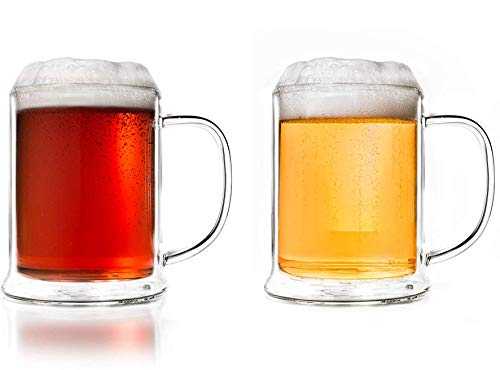 Creano 2x Double-Walled Beer Glass/Deco Glass Beer Tankard | 500ml