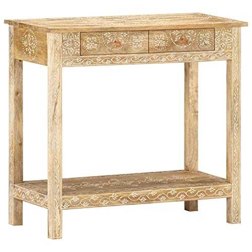 vidaXL Solid Mango Wood Console Table Wooden Side Hall Entryway Table under Mirror Storage Drawers Living Room Bedroom Home Furniture