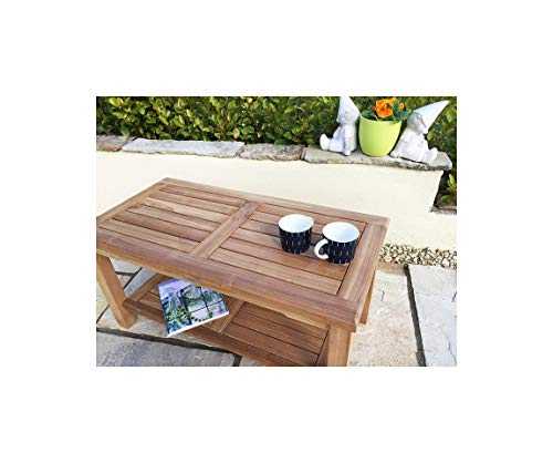 Inspirng Furniture LTD Solid Teak Garden Coffee Table - Rectangular with shelf - 90cm X 45cm