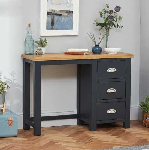 Cotswold Charcoal Grey Painted 3 Drawer Pedestal Dressing Table