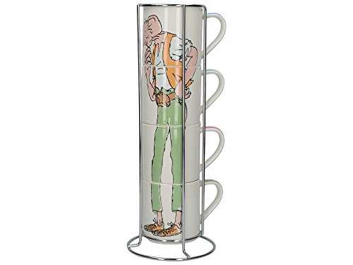 Roald Dahl BFG Stacking Fina China Mugs with Metal Display Stand (5-Piece Set)