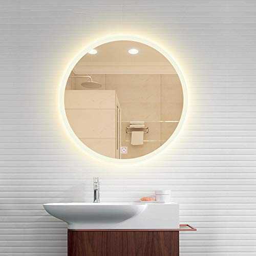 Bathroom mirror LED light mirror wall-mounted lighted makeup mirror round smart round mirror 60 * 60/70 * 70/80 * 80cm three-color light stepless dimming LED smart mirror