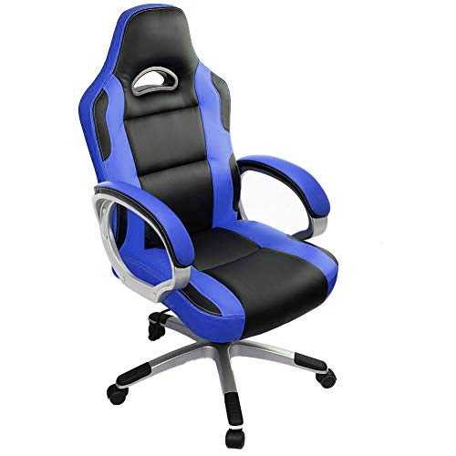 IntimaTe WM Heart Gaming Chairs,Ergonomic Computer Office Chair for Adults and Kids,Adjustable Recliner Chair Pc Desk Swivel Leather Chair with Arms for Home,Blue