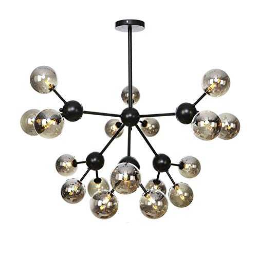 NSXBY Brass Retro Sputnik Chandelier,Crystal Ball Shade Semi Close To Ceiling Light Flush Mounted Branches Chandeliers,Polished Gold-