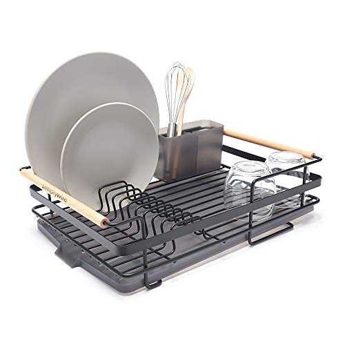 simplywire - Retro Premium Dish Drainer - Drip Tray & Cutlery Basket - Large