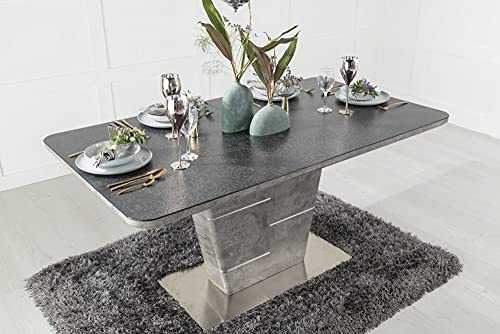 Urban Deco Rimini Ceramic Effect Black Glass 160cm-200cm Extending Dining Table
