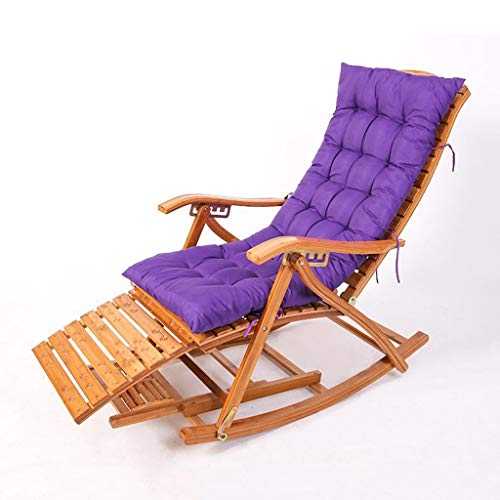 Folding Rocking Chair Deck Chair Bamboo Chair Bedroom Living Room Balcony Leisure Chair Sun Lounger Backrest Armchair Pregnant Woman Recliner (Color : Purple, Size : B)