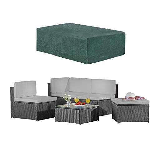 Garden Life Rattan Furniture Sofa Table Set Deep Filled Cushions Interchangeable Weatherproof with Machine Washable Covers (Furniture Set, with Cushions & a Furniture Cover) (Grey)