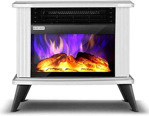 UYZ Recessed and Wall Mounted Electric Fireplace - Portable Fireplace Stove - Independent Decorative Vintage 3D Simulation Flame Household Mobile Small Space Heater,White