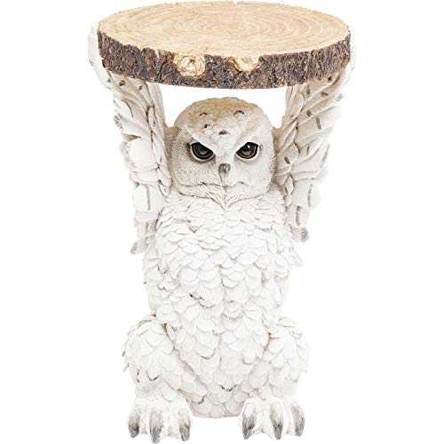 Kare Design Side Table Animal Owl Ø35cm, small, round coffee table, wood look, animal figure as unusual living room table, (H / W / D) 52x35x33cm