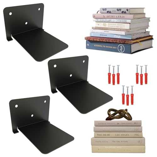 Floating invisible concealed bookshelf - CF Fasteners - Black X3 (FBS_1)