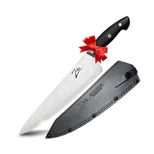 ZELITE INFINITY Chef Knife 10 Inch | Executive-Plus Series | Japanese AUS10 Super Steel 45 Layer Damascus | Incredible G10 Handle | Deep 60mm Chefs Blade | Leather Sheath