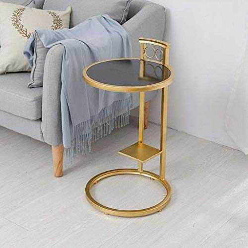 LYN Coffee Tables, Coffee Table Coffee Table Solid Gold Wrought Iron Small Round Table Tea Simple Leisure Coffee Table Living Room Balcony Reading Sofa Table Black Solid Wood