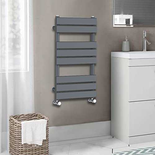 WarmeHaus Flat Panel Heated Towel Rail Radiator Ladder Rad Anthracite 800 x 450mm Grey Central Heating Towel Warmer for Bathroom Kitchen