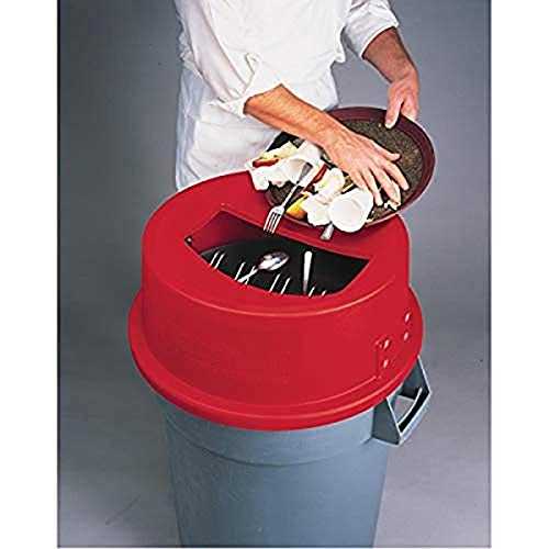 San Jamar KA4400 44 Gallon Red Round Tableware Retriever Trash Can Lid