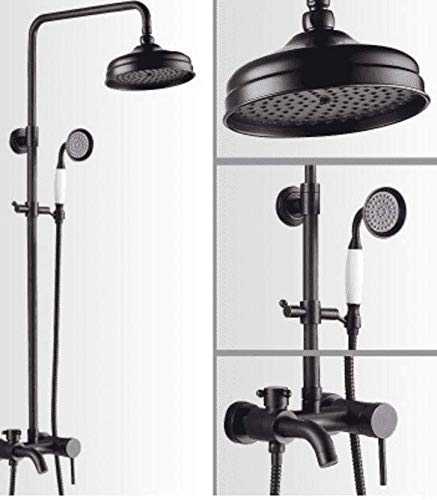 Shower European Black Shower Faucet Supercharged Bathroom Copper American Wall-Mounted Antique Thermostat Shower Set Bath Shower Mixer Tap