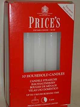 4 X Prices Patent Candles Household Candles, Pack of 10, White