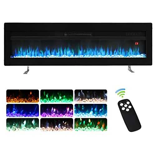 INMOZATA 40inch Electric Fire Insert Wall Mounted Free Standing with LED Flame Effect, Remote & Touch Control, Adjustable Thermostat and 2 Heat Settings 900/1800 W, Timer, Dimmer(40'', Black)