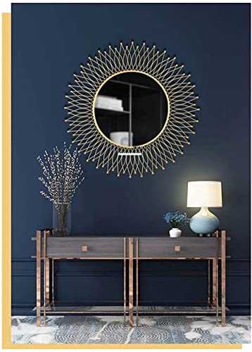 Mirror Round Sunburst Wall Mirrors Gold European Decorative Mirrors of Wall Wall Mounted Handmade Makeup Mirror for Living Roombedroom