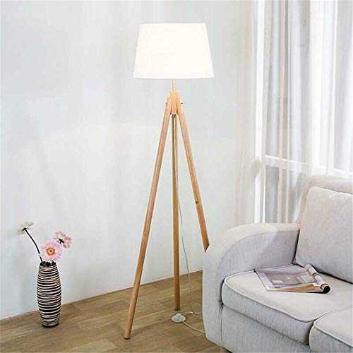 Vobajf Floor Lamp Wooden Triple Leg Support Floor Lamp With Light And Fabric Shade For Living Room And Bedroom LED Floor Light (Color : Wood, Size : 38 * 38 * 158cm)