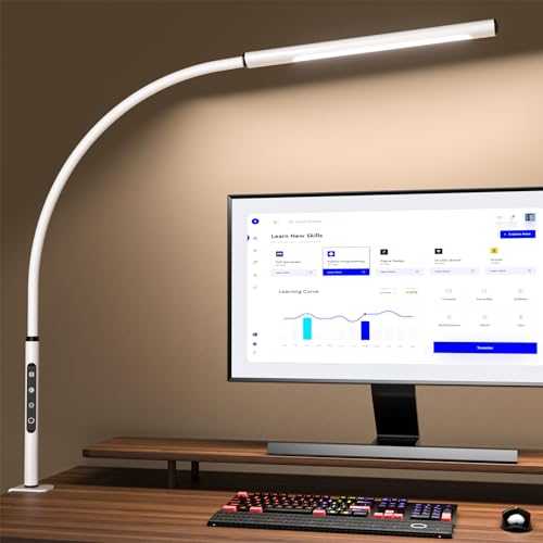 EYOCEAN Desk Lamp, LED Desk Lamp Desk Light with Flexible Gooseneck 12W Swing Arm Lamp Eye-Care Desk Light with Clamp Adjustable Color Temperature & Brightness Touch Sensitive Control