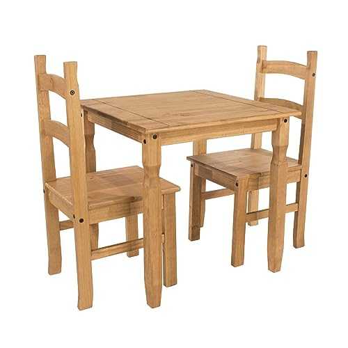 Home Source Corona Table 2 Chairs Set Kitchen Dining Room Furniture Solid Pine Traditional Seating, (W) 75CM (D) 75CM (H) 75CM