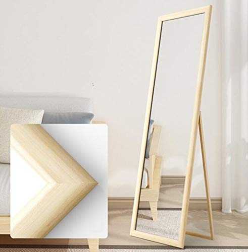 XGHW Full-length mirror solid wood floor mirror simple bedroom home dressing mirror student dormitory makeup mirror clothing store fitting mirror dormitory mirror (Color : Natural, Size : 48 * 158cm)