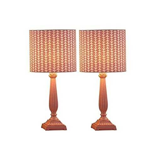 HSAN Bedside lamp Bedside Desk Lamps Set Of 2 With Fabric Shade Nightstand Lamp For Bedroom Living Room Office Kids Room Dorm 16.9 Inches Best decoration (Color : Brown)