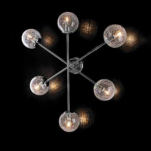 Ceiling light modern design chrome with crackle blown glass balls 6 lights bon-182