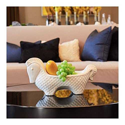 JIEZ Household Tray Ceramic Tea Set TV Cabinet Nordic Living Room Fruit Plate Dinner Plate (Size : L) (Small)