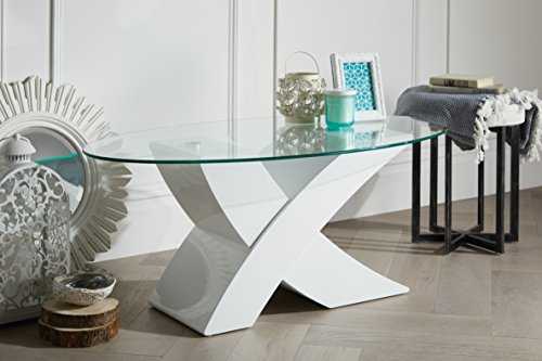 Furniturebox UK Milano White Modern Designer X High Gloss And Glass Coffee Table