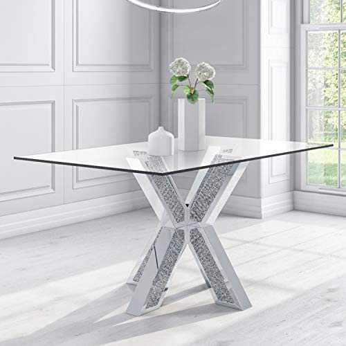 Jade Boutique Glass Top Rectangle Mirrored and Glitter Dining Table