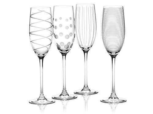 Mikasa Cheers Set of 4 Crystal Champagne Flute Glasses, White, 250 ml (8 fl oz)