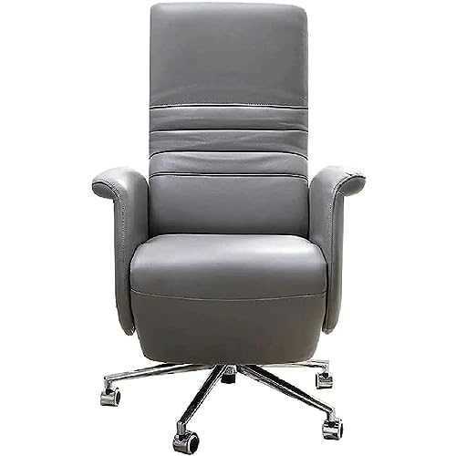Backrest Leather Office Chair Full Reclining Office Chair with Footstool Management Chair