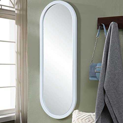 NZKW Wooden Frame Mirror, Full Body Vanity Mirror, Wall Mirror, Dressing Mirror, Suitable For Bedroom, Cloakroom, Dressing Room, Black, White (Color : White, Size : 110 * 40cm)