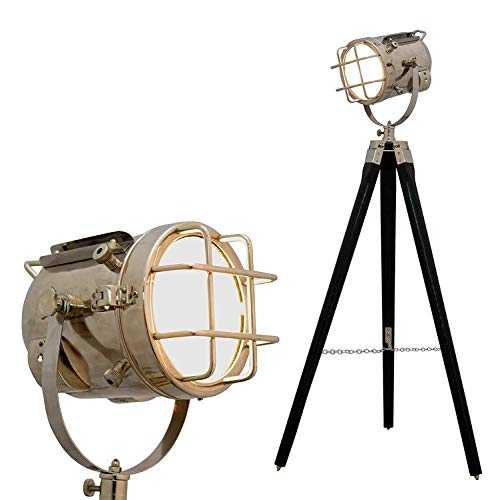 The New Antique Store - Designer Vintage Style Tripod Floor LAMP Large Marine Nautical Search Light