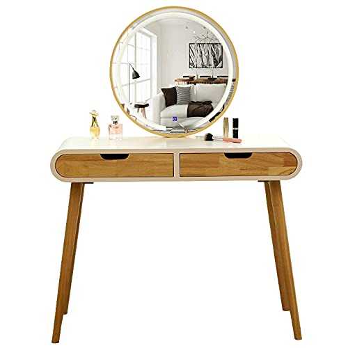 YAYA2021-SHOP Vanity Table Dressing Table Bedroom Simple Modern with Mirror and 2 Drawers Practical Furniture，for Home Office Bedroom Dressing Table (Size : 80cm)