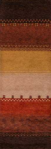 Momeni Rugs Desert Gabbeh Collection, 100% Wool Hand Knotted Contemporary Area Rug, 2'6" x 8' Runner, Multicolor