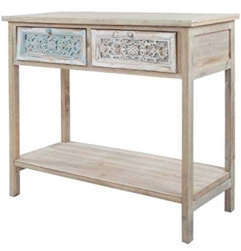Casa Padrino Country Style Console Antique White/Natural 85 x 37 x H. 77 cm - Handcrafted Shabby Chic Console Table with 2 Drawers