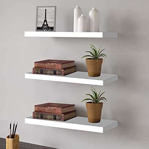 Wall Mounted Floating Shelves Set of 3,Decor Shelves for Wall Shelf Unit,Modern Storage Display Wall Shelves for Organize Decorations,Books,Photos,Potted Plants,White.