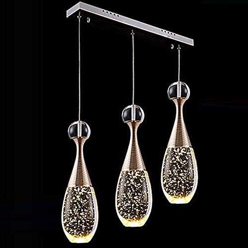 NHX Triple Pendant Lights For Kitchen Island,Pendant Lamp With Crystals,Restaurant Bar Stairs Decorative Hanging Lamp Chandeliers, Warm Light