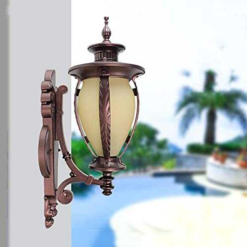 Vintage Outdoor Wall Light Fixture Metal Aluminum Bracket 20 Inch Brown European Wall Lamp Waterproof Anti-Rust Outdoor Lighting Retro Iron Exterior Wall Sconces for Exterior House Porch Patio