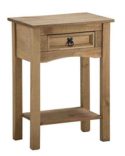 Corona 1-Drawer Console Table With Shelf-Waxed Pine