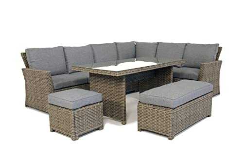 Backyard Furniture Palma 9 Seat Corner Rattan Wicker Garden Lounge Set with Cushions | UPDATED fabric |